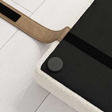 Nathan James Charlie Wall Mount Hanging Upholstered Headboard, Queen, White Boucle with Brown Faux Leather Straps