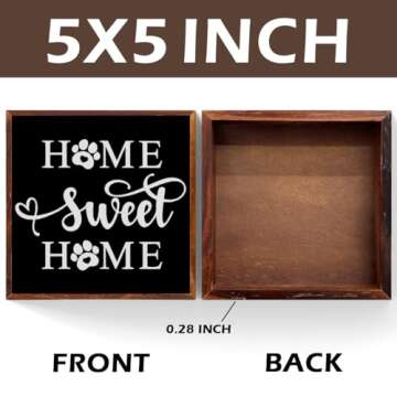 Home Farmhouse Decor Dog Lover Gifts Entryway Foyer Decor Wooden Box Sign for Bathroom Apartment Kitchen Garden Living Room Wood Square Box Sign for Tabletop Bookshelf Tiered Tray Wall Decor