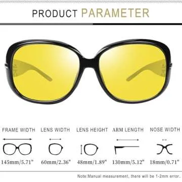 Joopin Big Yellow Lens Sunglasses Trendy Oversized Jackie Shades for Women Ladies Black Frame Rectangle Driving Glasses UV400 Protection