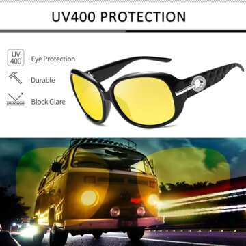 Joopin Big Yellow Lens Sunglasses Trendy Oversized Jackie Shades for Women Ladies Black Frame Rectangle Driving Glasses UV400 Protection