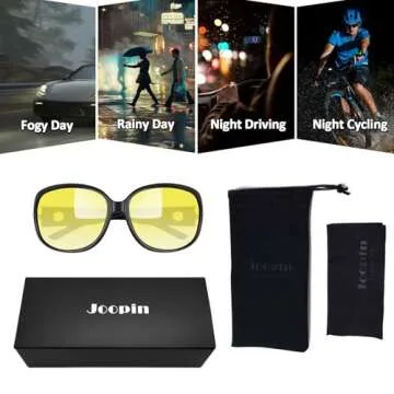 Joopin Big Yellow Lens Sunglasses Trendy Oversized Jackie Shades for Women Ladies Black Frame Rectangle Driving Glasses UV400 Protection