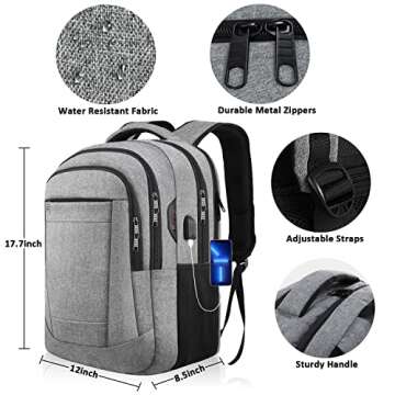 Large Travel Backpack for Students and Travelers - 17.3"