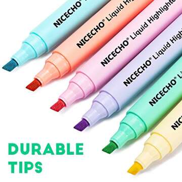Nicecho Highlighters, Pastel Highlighter, Assorted Colors Highlighters and Pens Set, Chisel Tip, 12 Colors Marker Pen for Adults Kids Students