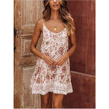 Stylish Womens Boho Floral Printed Summer Mini Dress