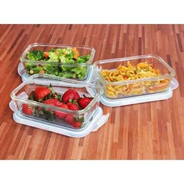 Utopia Kitchen Glass Food Storage Container Set with 840 m with Lid BPA Free FDA Approved Reusable Multi-purpose, at home or restaurant Can Can Also Be Used set of 3
