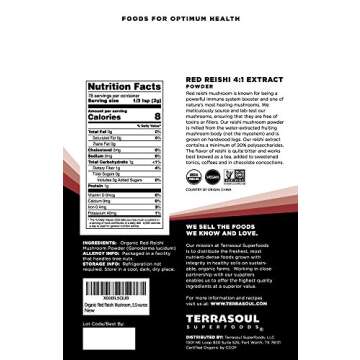 Terrasoul Superfoods Organic Reishi Mushroom Powder (4:1 Extract), 5.5 Oz, Immune Support, Stress Re...