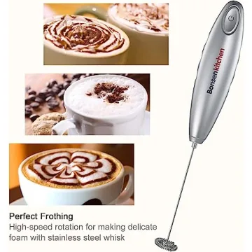 Bonsenkitchen Handheld Milk Frother for Coffee and Matcha