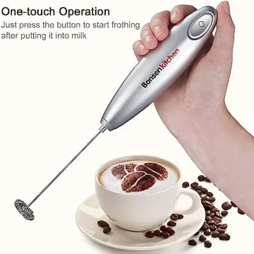 Bonsenkitchen Handheld Milk Frother for Coffee and Matcha