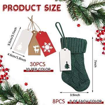 Kathfly 8 Pcs Knitted Christmas Mini Stockings with Name Tags