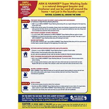 Arm & Hammer Natural Detergent Booster and freshener Super Washing Soda Detergent Booster & Household Cleaner, 55 oz