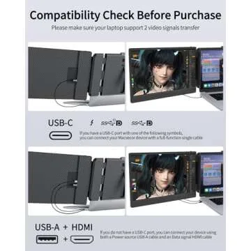 Macsecor Triple Portable Monitor - 14.1'' FHD Dual Extender