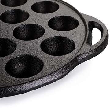 WUWEOT Non-Stick Takoyaki Pan, 1.5" Diameter Pre-Seasoned Cast Iron Octopus Ball Grill