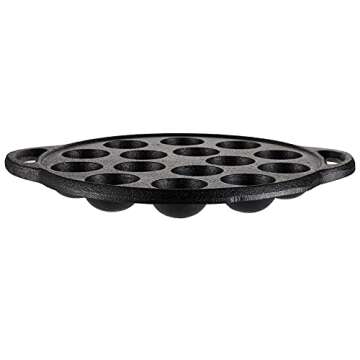 WUWEOT Non-Stick Takoyaki Pan, 1.5" Diameter Pre-Seasoned Cast Iron Octopus Ball Grill