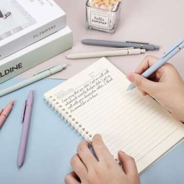 Gel Pens, 6Pcs Smooth Writing Medium Point 0.7mm Pens for Journaling, Black Ink Cute Stationary Office Desk Accessories, Aesthetic School Office Supplies for Women (6Pcs Morandi-Black Ink)