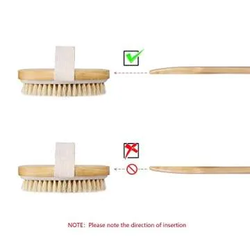 Dry Brushing Body Brush Set of 2, Natural Bristle Dry Skin Exfoliating Brush, Long Handle Back Scrubber for Shower, Dry Brush for Cellulite and Lymphatic Massage, Improve Blood Circulation