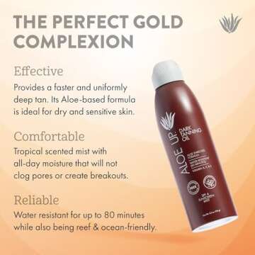 Aloe Up SPF 4 Dark Tanning Oil - Body and Face Tanning Continuous Spray for Outdoor Sun - With Sunsc...