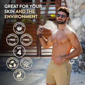 Aloe Up SPF 4 Dark Tanning Oil - Body and Face Tanning Continuous Spray for Outdoor Sun - With Sunscreen, Pure Aloe Vera, and Natural Oils - Dries Clear - Reef Friendly - Fresh Tropical Scent - 6 Oz