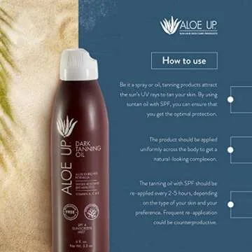 Aloe Up SPF 4 Dark Tanning Oil - Body and Face Tanning Continuous Spray for Outdoor Sun - With Sunscreen, Pure Aloe Vera, and Natural Oils - Dries Clear - Reef Friendly - Fresh Tropical Scent - 6 Oz