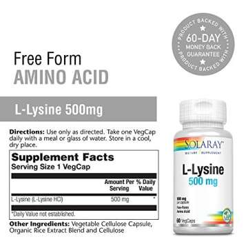 Solaray L-Lysine 500mg | Support Cognitive & Immune Health