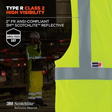 Ergodyne Safety Type R Class 2 FR Modacrylic Vest, Lime, Large-X-Large US