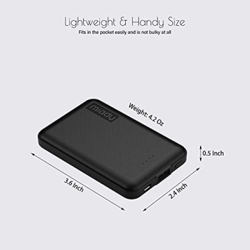 Miady 2-Pack 5000mAh Mini Portable Charger, 5V 2.4A USB-C Output Fast Charging Battery Pack Travel Small Power Bank Phone Charger Compatible with iPhone 16/15 Samsung S24/S22 Google iPad Android etc