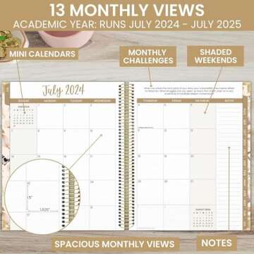 bloom daily planners 2024-2025 Hardcover Academic Year Goal & Vision Planner (July 2024 - July 2025) - Monthly/Weekly Column View Agenda Organizer - 7.5" x 9" - Butterfly Garden