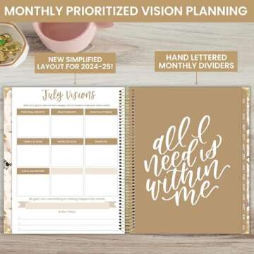bloom daily planners 2024-2025 Hardcover Academic Year Goal & Vision Planner (July 2024 - July 2025) - Monthly/Weekly Column View Agenda Organizer - 7.5" x 9" - Butterfly Garden