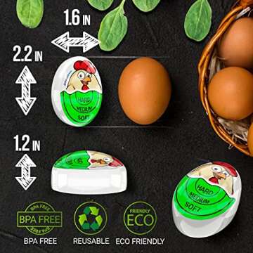 Egg Timer That Goes in Water, Color Changing Egg Timer, Perfect for Boiling Eggs - Hard, Medium, Soft (1 Pack, Green)