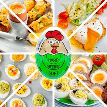 Egg Timer That Goes in Water, Color Changing Egg Timer, Perfect for Boiling Eggs - Hard, Medium, Soft (1 Pack, Green)