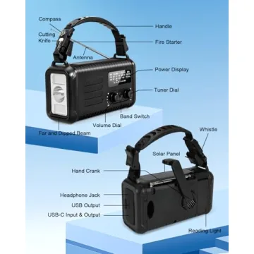 Emergency Crank Radio with 20000mAh Battery and NOAA Alerts