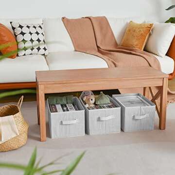 GRANNY SAYS Organization Bins, Closet Organizers and Storage, Fabric Storage Bin, Storage Baskets for Organizing, Clothing Storage Bins for Shelves, Large, White with Black Stripes, 3-Pack