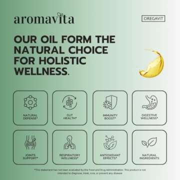 AROMAVITA Wild Oregano Oil Organic - 100% Pure Undiluted Organic Wild Oregano Oil with 86-90% Carvacrol, Immune Support - Plant-Based, Herbal Supplement - Vegan, Non GMO, Gluten Free, 1fl.oz/30ml