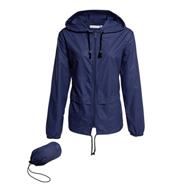Avoogue Lightweight Raincoat Women's Waterproof Windbreaker Packable Outdoor Hooded Rain Jacket Navy...