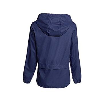 Avoogue Lightweight Raincoat Women's Waterproof Windbreaker Packable Outdoor Hooded Rain Jacket Navy Blue XL