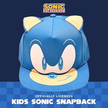 Sonic The Hedgehog Baseball Cap, Kids Adjustable Baseball Hat, Royal Blue, One Size