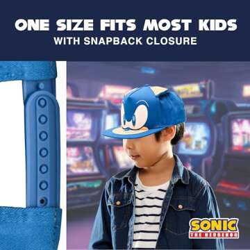 Sonic The Hedgehog Baseball Cap, Kids Adjustable Baseball Hat, Royal Blue, One Size