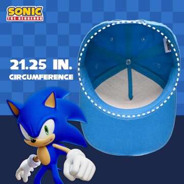 Sonic The Hedgehog Baseball Cap, Kids Adjustable Baseball Hat, Royal Blue, One Size