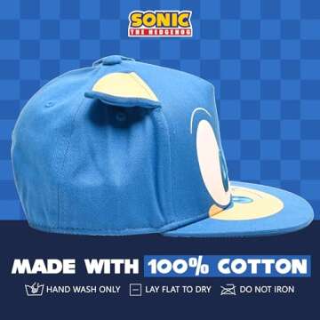Sonic The Hedgehog Baseball Cap, Kids Adjustable Baseball Hat, Royal Blue, One Size