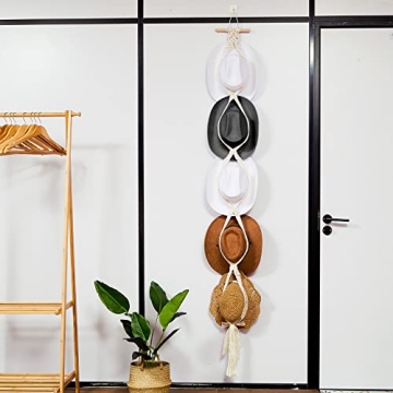 Yulejo Macrame Hat Hanger – Stylish Boho Hat Organizer