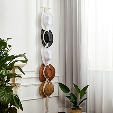 Yulejo Macrame Hat Hanger – Stylish Boho Hat Organizer