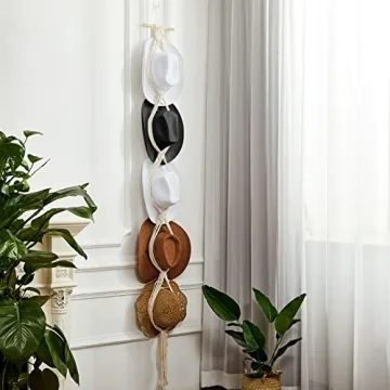 Yulejo Macrame Hat Hanger – Stylish Boho Hat Organizer