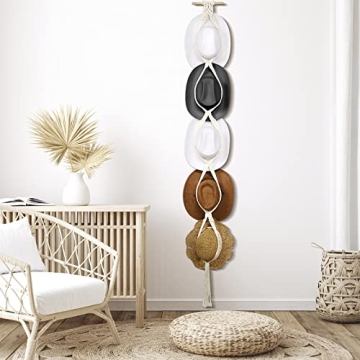 Yulejo Macrame Hat Hanger – Stylish Boho Hat Organizer