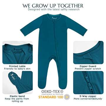 Jimonda Rayon Baby Pajamas,2-Way Zipper One-Piece Footies,Long Sleeve Unisex Boys Girls Romper,Sleep and Play Pjs,Infant Clothes