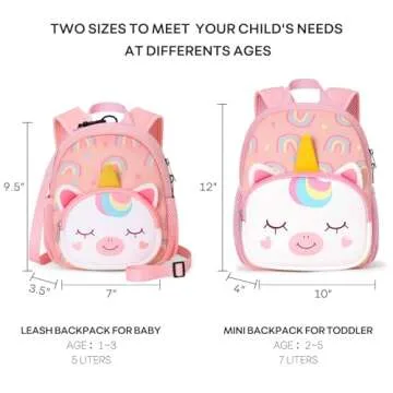 mibasies Toddler Unicorn Backpack for Kids - 12in Mini