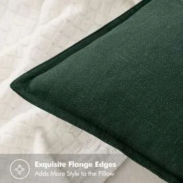 MIULEE Decorative Linen Pillow Covers 24x24 Inch Dark Green ​Boho Farmhouse​ ​Neutral Couch Th...