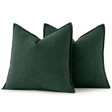 MIULEE Decorative Linen Pillow Covers 24x24 Inch Dark Green ​Boho Farmhouse​ ​Neutral Couch Throw Pillows for Bed Pack of 2 Accent Pillowcase Spring Modern Sofa Cushion Livingroom Home Decor