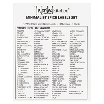 Stylish Talented Kitchen 140 Spice Jar Labels for Organization