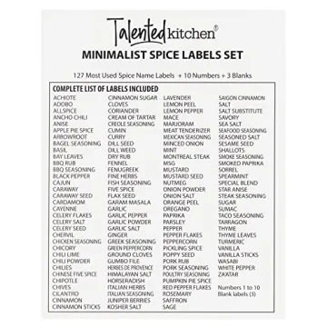 Stylish Talented Kitchen 140 Spice Jar Labels for Organization
