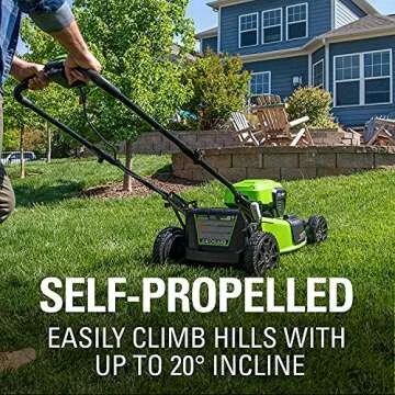 Greenworks 48V (2 x 24V) 20" Brushless Cordless Self-Propelled Lawn Mower + 24V Brushless Drill / Driver, (2) 5.0Ah USB Batteries (USB Hub) and Dual Port Rapid Charger Included