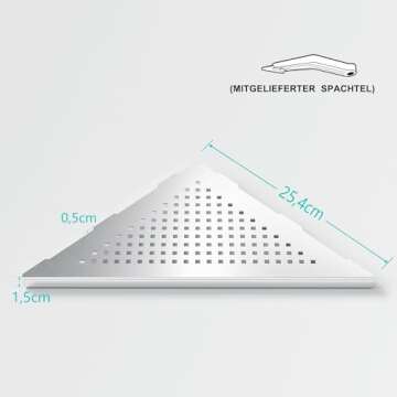 Qeke Corner Shower Shelves, 10” Recessed Tile Shower Shelf Brushed Nickel, 304 Stainless Steel Gro...